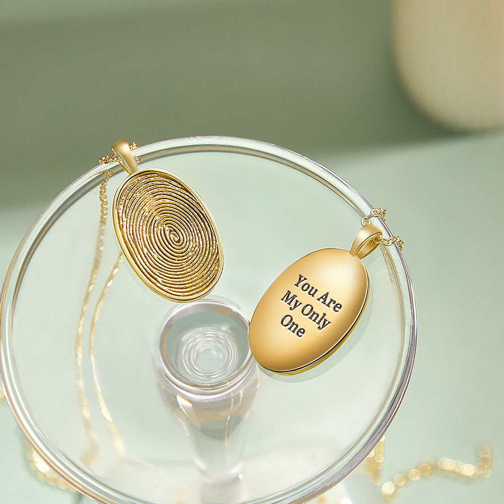 Halskette Mit Echtem Fingerabdruck Und Handschrift, Personalisierte Daumenabdruck-halskette, Gravierte Fingerabdruck- Und Botschaftshalskette, Geschenkidee Für Sie - namenecklacede