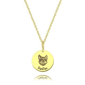 Foto-Portrait-Halskette Mit Gravur Runde Form, Individuelle Portrait-Schmuck 14K Gold Plattiert