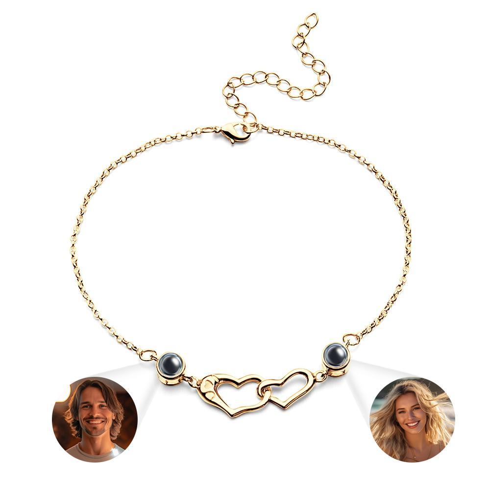 Armband Mit Zwei Herzprojektionen, Personalisiertes Bild Im Armband, Andenken, Schmuck, Trendiges Geschenk Für Die Beste Freundin - ihrenamenskettede