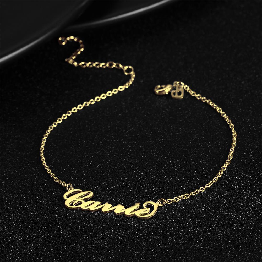 Custom Name Anklet Personalized Jewelry 14K Gold Plated