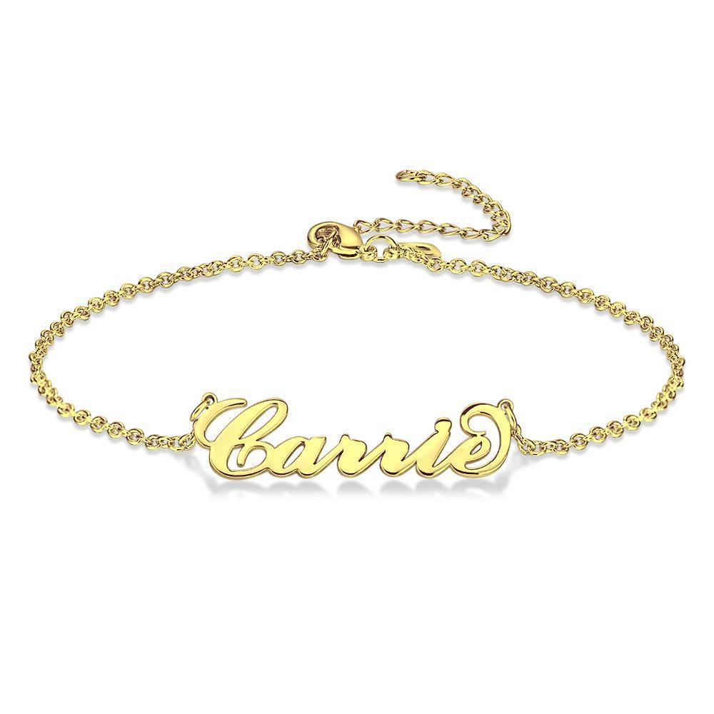 Custom Name Anklet Personalized Jewelry 14K Gold Plated