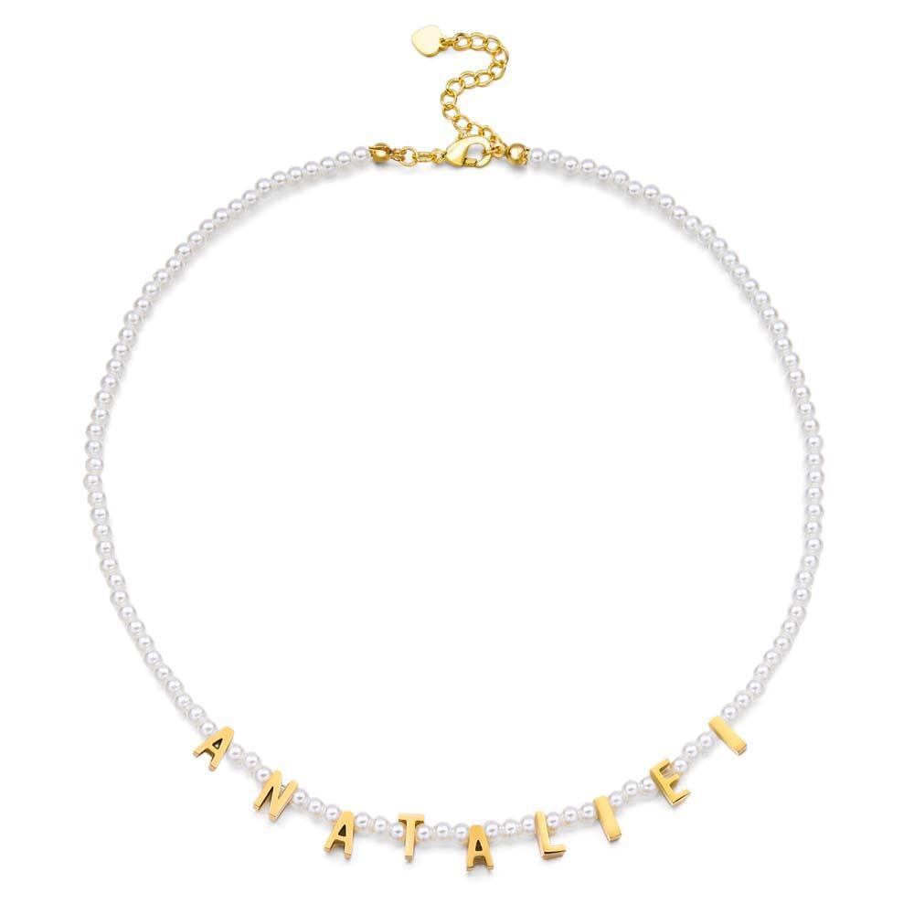 Personalisierte Perlenkette, Individuelle Namenskette, Geschenk Für Sie - ihrenamenskettede