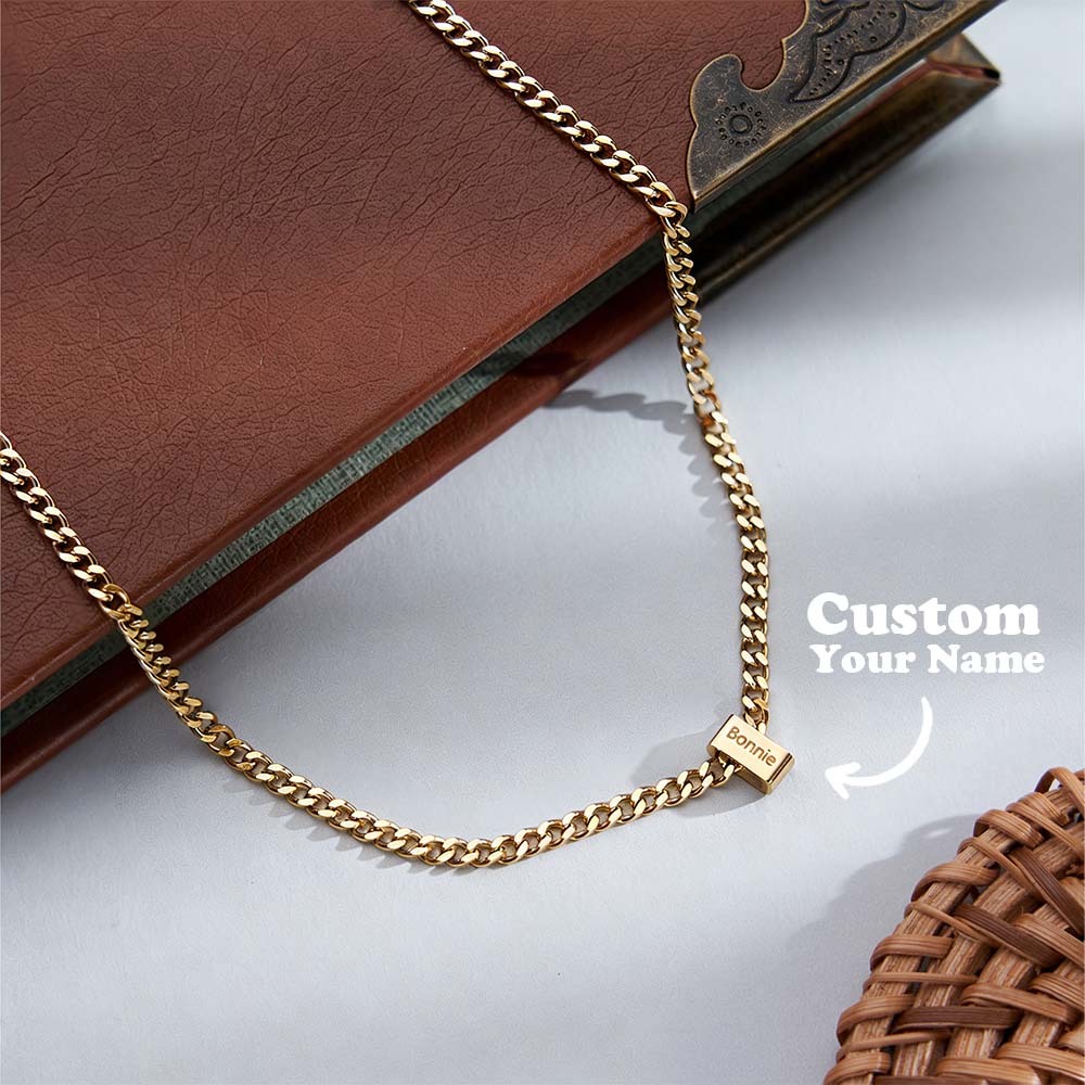 Custom Men Necklace With Family Name, Name Bead Chain Necklace, Personalized Dad Necklace from Daughter, Dad Gift, Valentine’s Day Gifts For Her