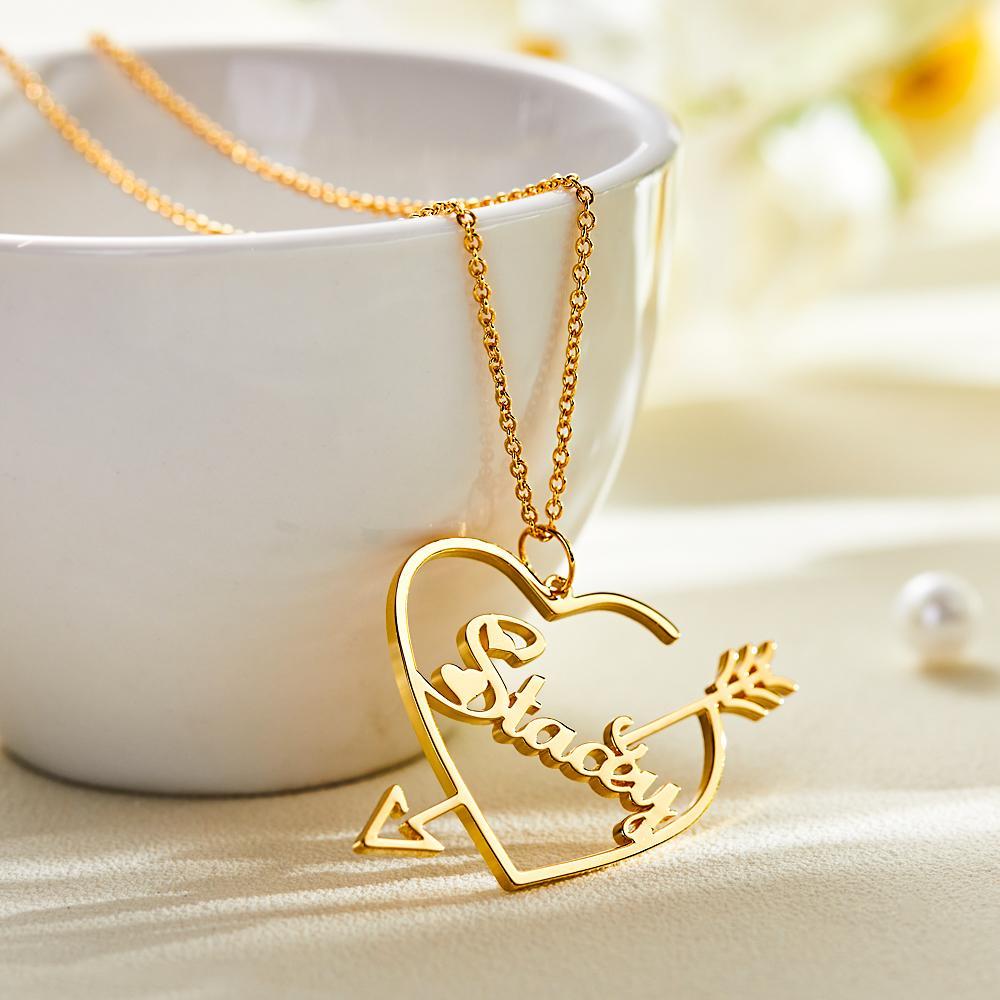 Benutzerdefinierte Gravierte Halskette Amor Liebe Name Halskette Geburtstagsgeschenk - ihrenamenskettede