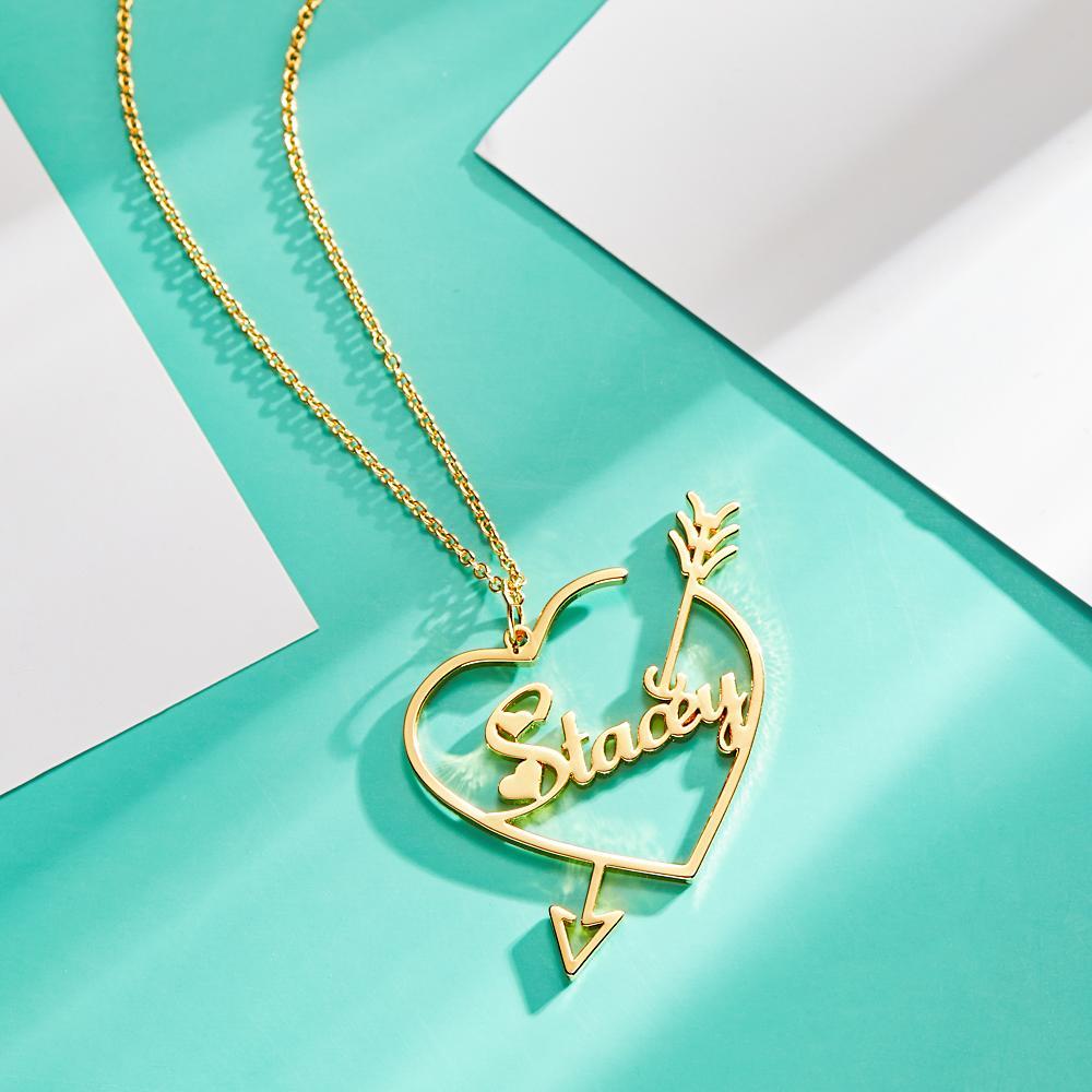 Benutzerdefinierte Gravierte Halskette Amor Liebe Name Halskette Geburtstagsgeschenk - ihrenamenskettede