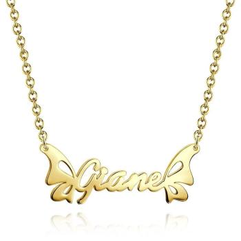 Personalisierte Namenshalskette, Schmetterlingshalskette 14K Gold Plattiert - Golden
