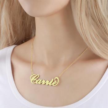 Personalisierte Große Name Halskette, Braut Halskette 14K Gold Plattiert - Golden