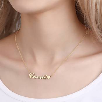 Namenshalskette Mit Herzchen Einzigartiges Geschenk 14K Goldplattiert Silber