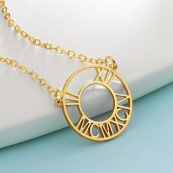 Römische Ziffer Halskette Benutzerdefinierte Datum Halskette Erinnerungsgeschenke 14K Gold Plattiert