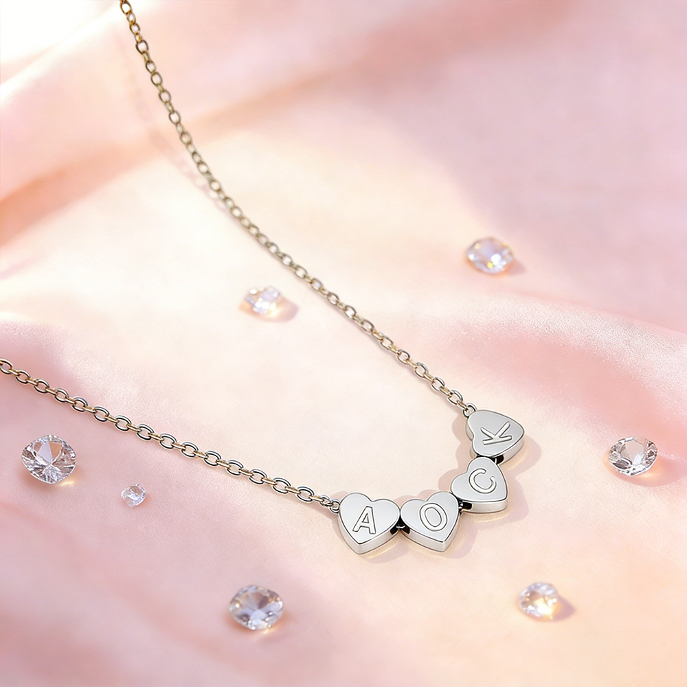 Personalisierte Herzkette Mit Initialen – Individuelle Herzkette Mit Initialen Für Paare – Halskette Mit Initialen Für Familie Oder Partner – Geschenkidee Für Sie - namenecklacede