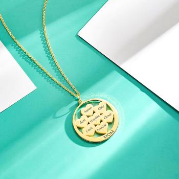 Benutzerdefinierte Gravierte Halskette Kreis Herzen Mama Anhänger Halskette Kreatives Geschenk - ihrenamenskettede