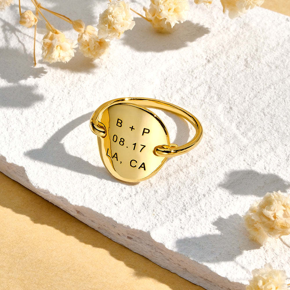 Individuell Gravierter Ovaler Ring, Personalisierter Textring, Geschenk Für Sie - ihrenamenskettede