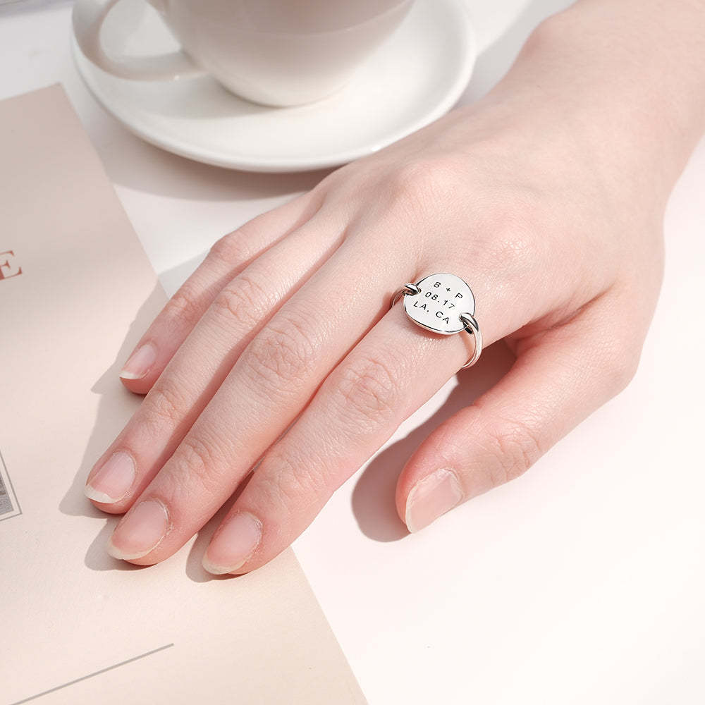 Individuell Gravierter Ovaler Ring, Personalisierter Textring, Geschenk Für Sie - ihrenamenskettede