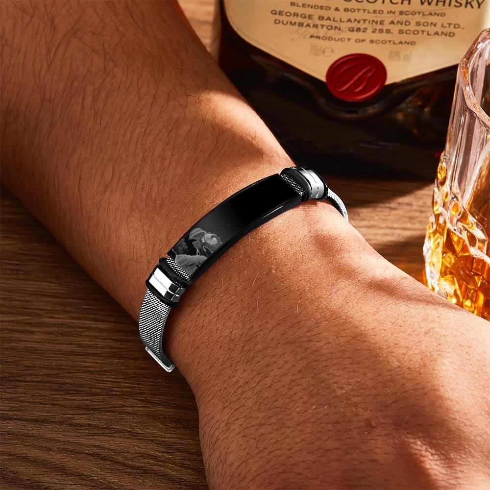 Personalisiertes Optionales Foto Mit Graviertem Spotify-musik-edelstahlarmband, Beste Geschenke Für Männer, Geschenke Für Paare - ihrenamenskettede