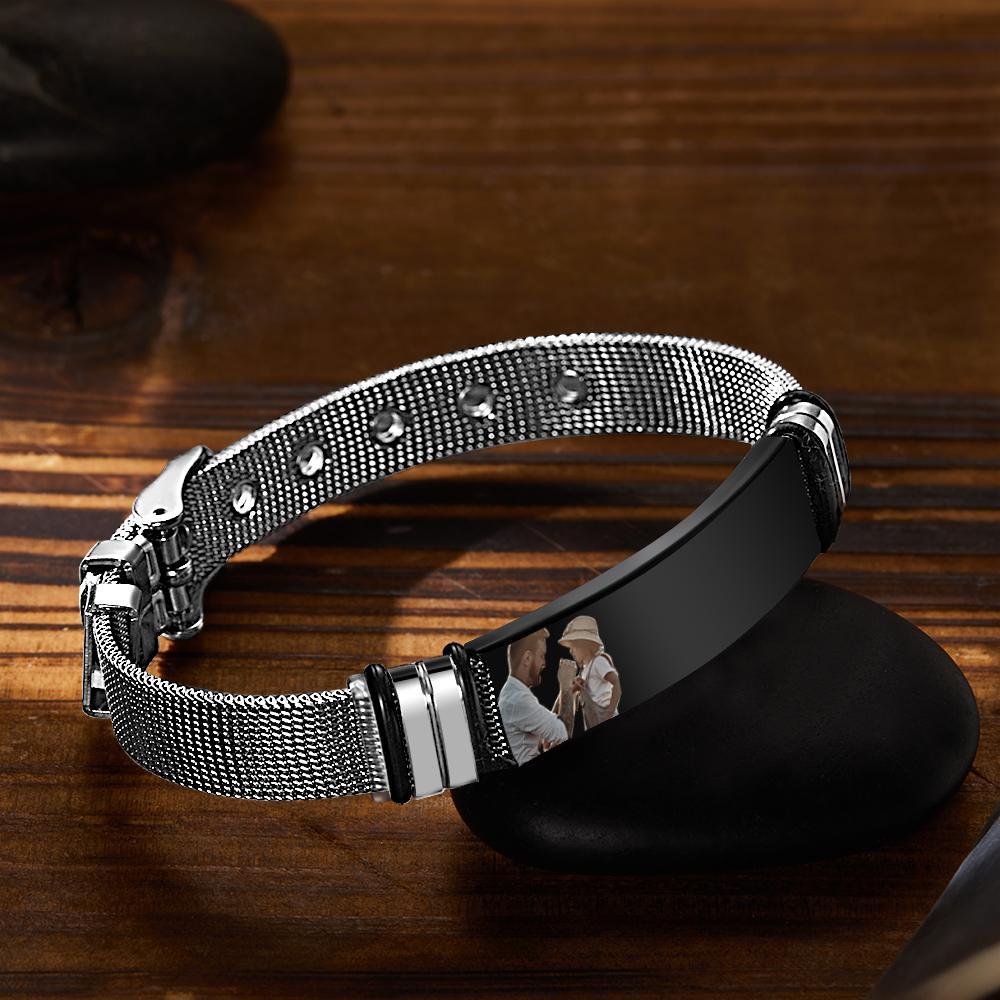 Personalisiertes Optionales Foto Mit Graviertem Spotify-musik-edelstahlarmband, Beste Geschenke Für Männer, Geschenke Für Paare - ihrenamenskettede