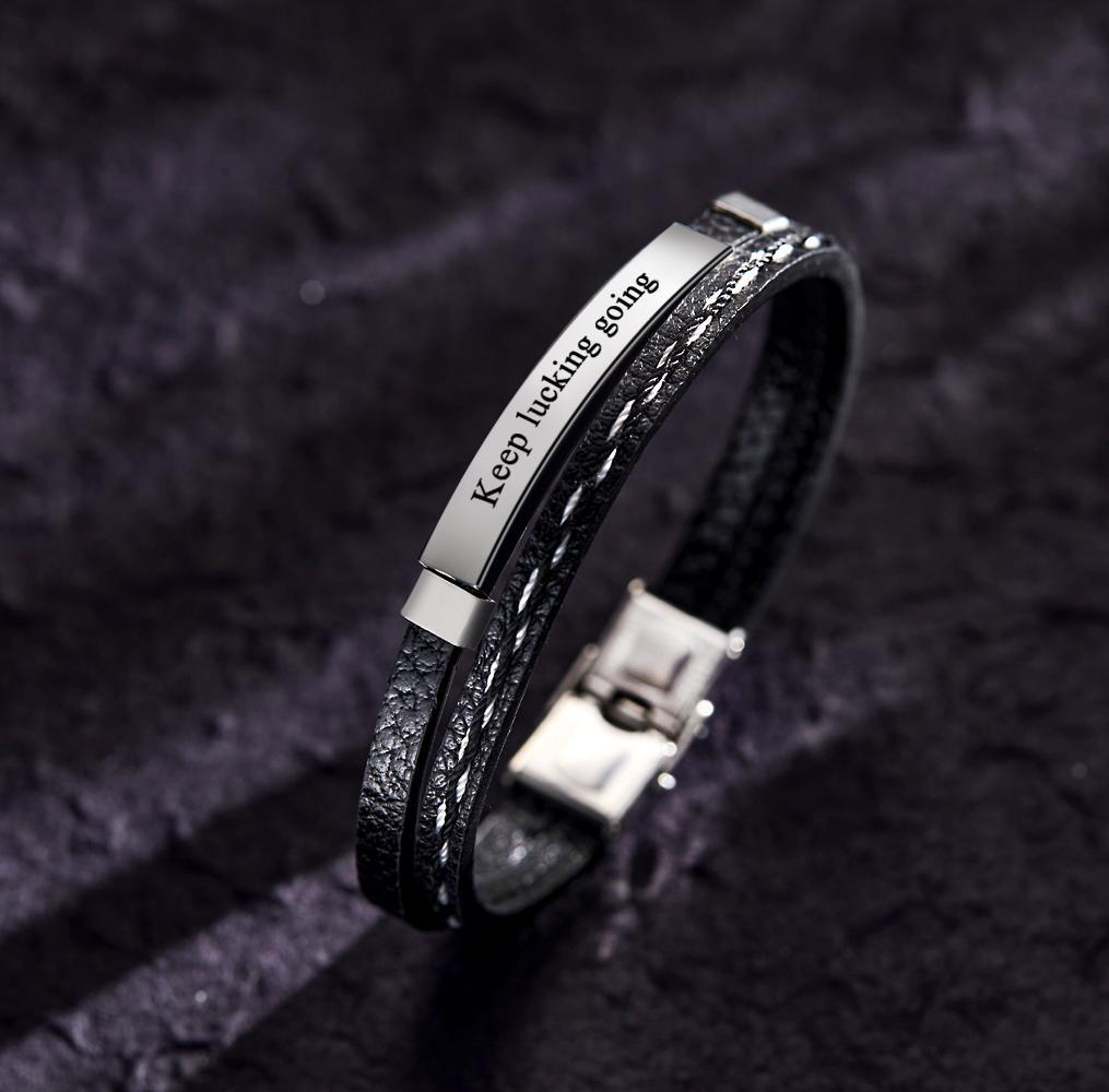 Benutzerdefinierte Gravierte Armband Kreative Punk-leder-paar-geschenke - ihrenamenskettede