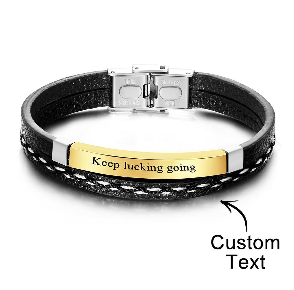 Benutzerdefinierte Gravierte Armband Kreative Punk-leder-paar-geschenke - ihrenamenskettede
