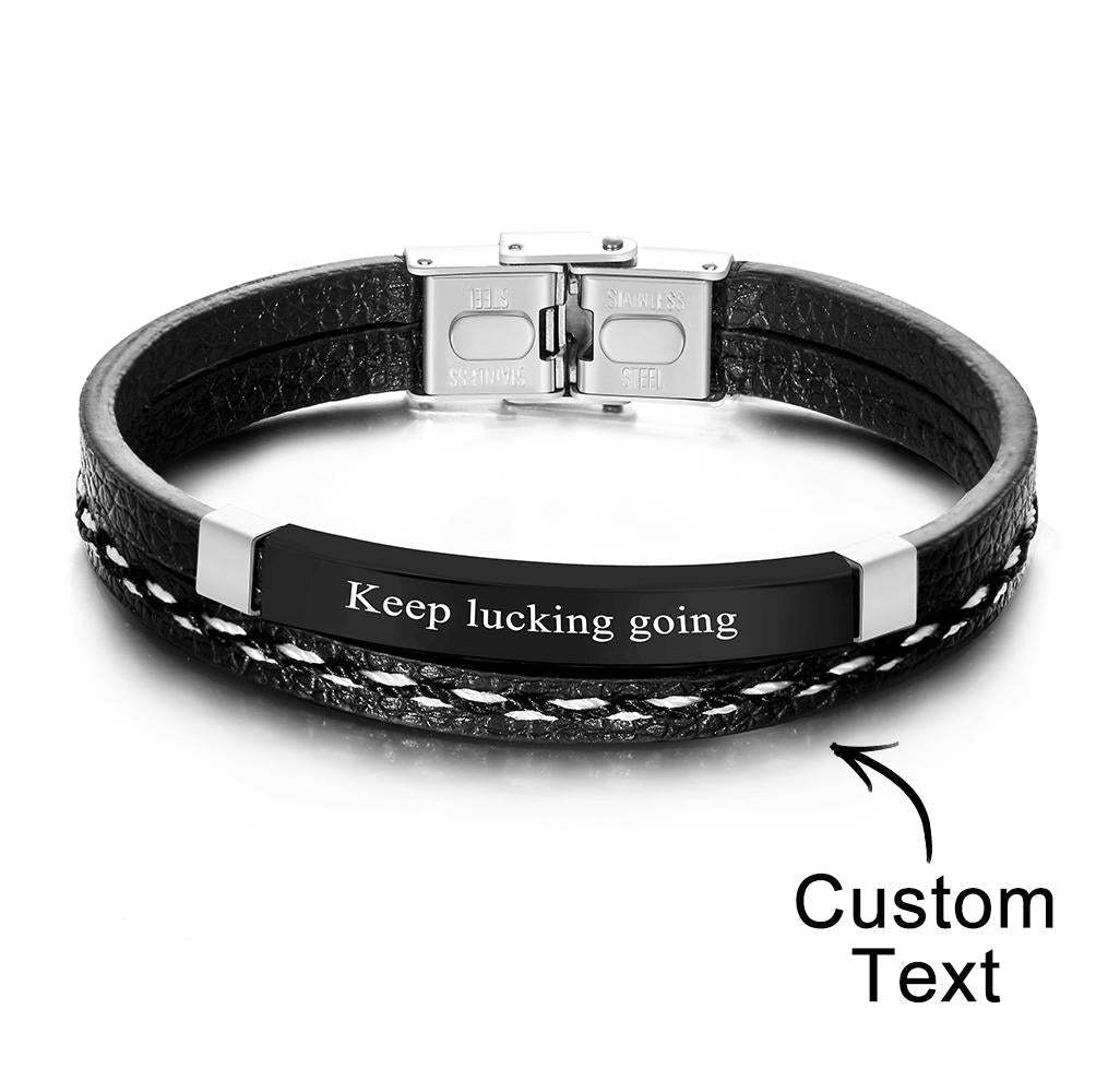 Benutzerdefinierte Gravierte Armband Kreative Punk-leder-paar-geschenke - ihrenamenskettede