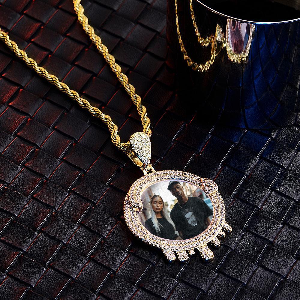 Benutzerdefinierte Foto Hip Hop Halskette Wassertropfen Geformt Übertreiben Anhänger Schmuck Geschenke Für Männer - ihrenamenskettede