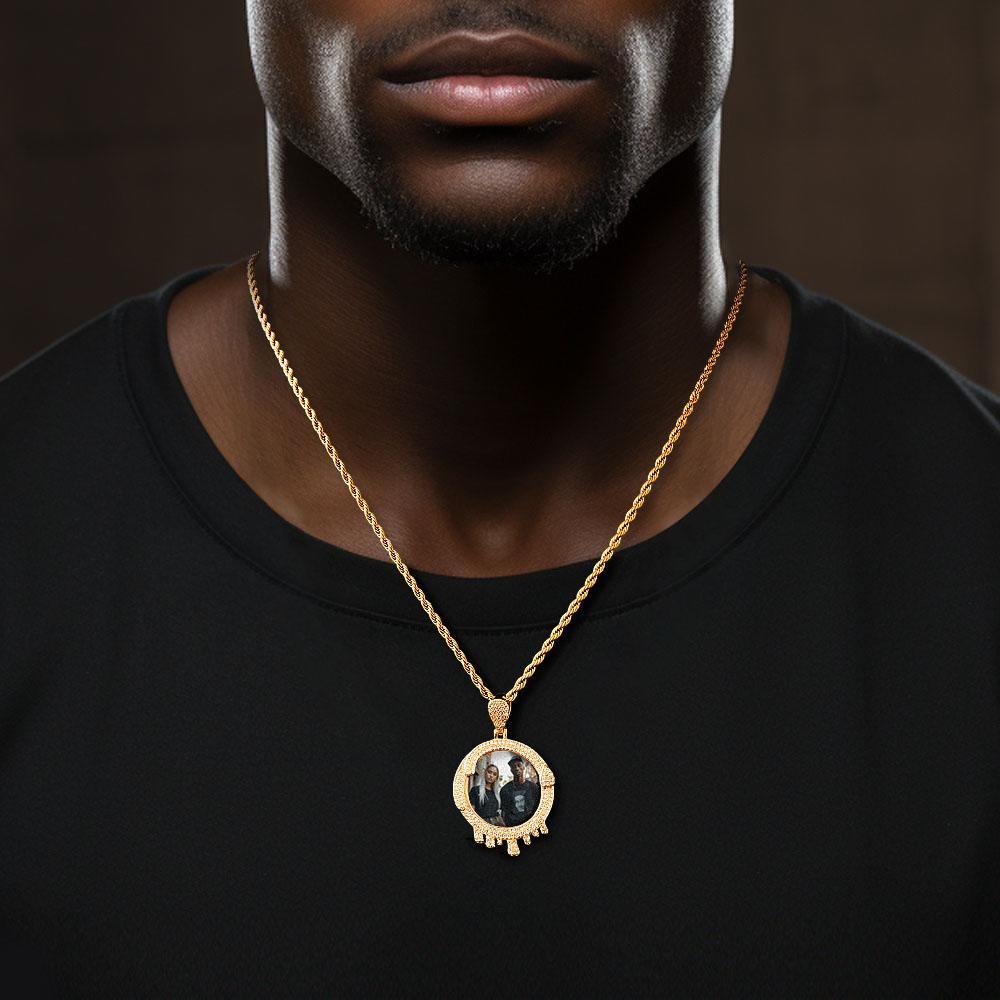 Benutzerdefinierte Foto Hip Hop Halskette Wassertropfen Geformt Übertreiben Anhänger Schmuck Geschenke Für Männer - ihrenamenskettede