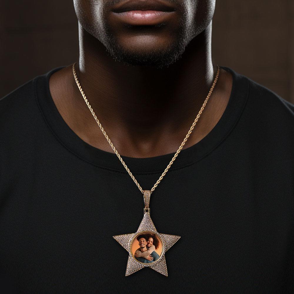 Personalisierte Foto-hip-hop-halskette Mit Pop-stern-anhänger, Schmuck, Geschenke Für Männer - ihrenamenskettede