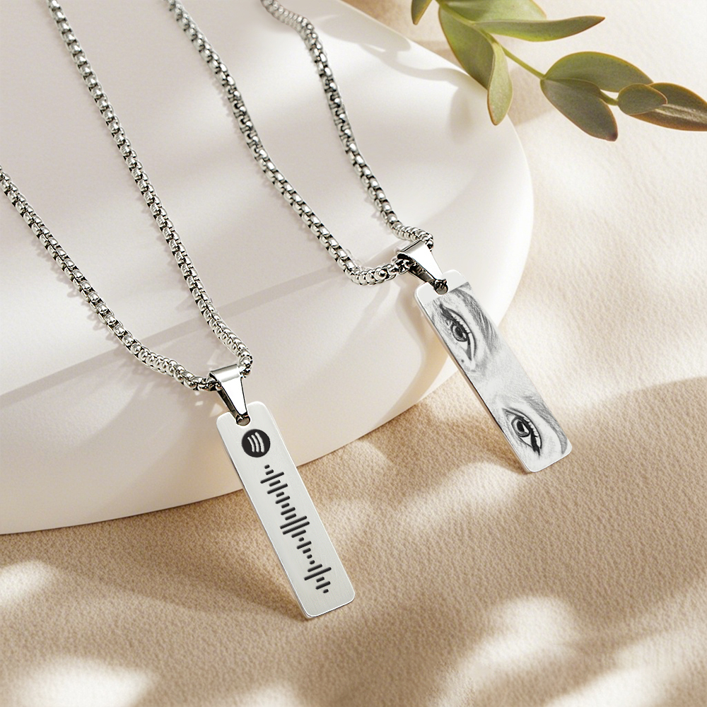 Personalisierte Augen-fotokette Mit Spotify-code – Schmuck-foto-augenkette – Das Perfekte Geschenk Für Sie - namenecklacede