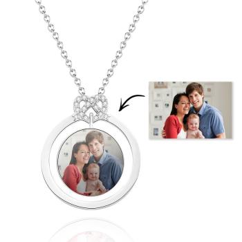 Benutzerdefinierte Foto-Halskette Diamond Round Frame For Family Mom Dad