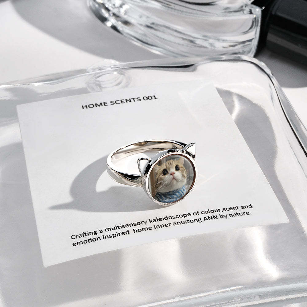 Personalisierter Katzenkopf-fotoring, Geschenk Für Haustierliebhaber, Individuelles Fotogeschenk - ihrenamenskettede