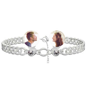 Personalisiertes Fotoprojektionsarmband, Personalisiertes Doppelperlen-verstellbares Armband, Geschenke Für Paare - ihrenamenskettede
