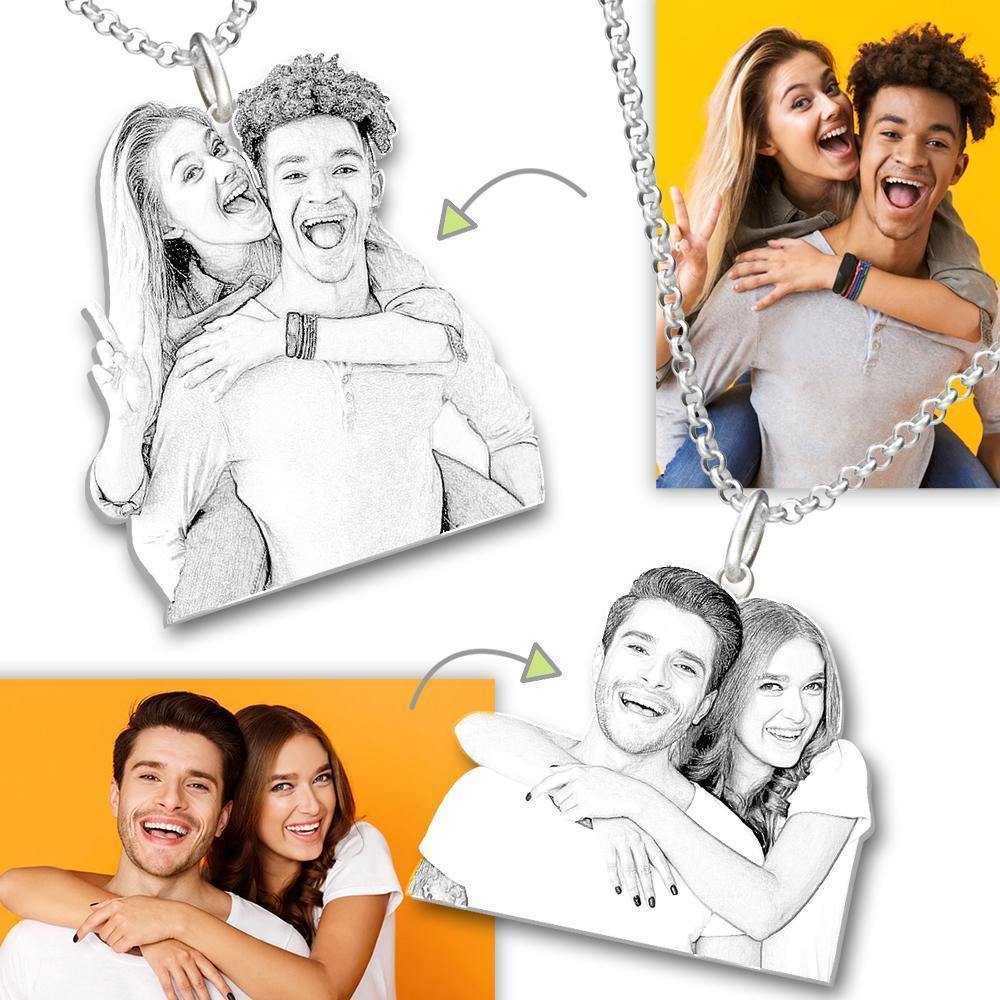 Foto Gravierte Halskette Edelstahl Memorial Geschenke Couple鈥榮 Geschenke