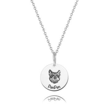 Foto-Portrait-Halskette Mit Gravur Runde Form, Individuelle Portrait-Schmuck Platin Plattiert - Silber