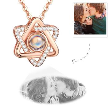 Personalisierte Projektion Foto Halskette Sechs-Sterne-Halskette - Rose Gold