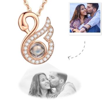Personalisierte Projektion Foto Halskette Schwan Kristall Halskette - Rose Gold