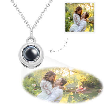 Kreisförmiger Anhänger, personalisierbare Fotoprojektionskette, individueller, niedlicher Schmuck, Jubiläums- und Hochzeitsgeschenke