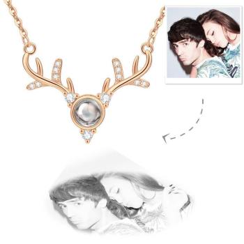 Personalisierte Projektion Foto Halskette Geweih Halskette - Rose Gold