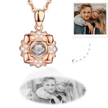 Personalisierte Projektion Foto Halskette Vier Kleine Herzen Halskette - Rose Gold