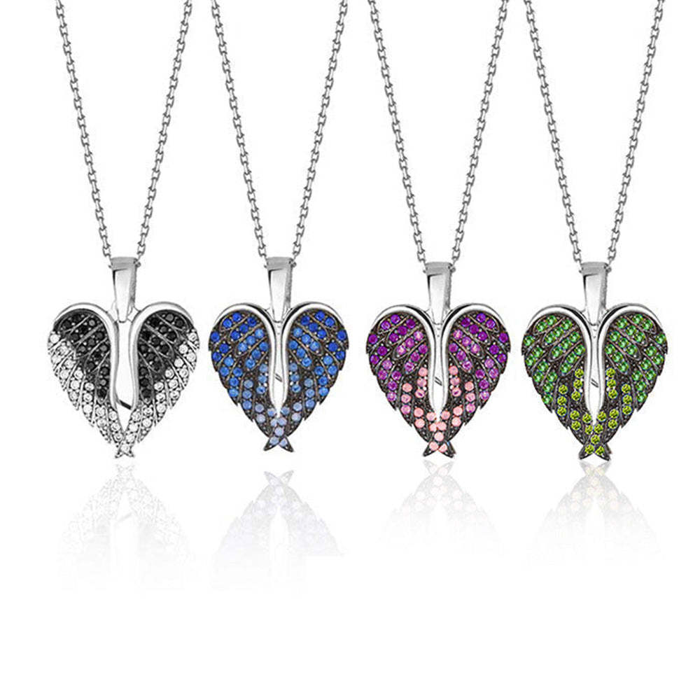 Personalisierte Projektionskette Flügel Herzförmige Flügel Anhänger Halskette Geschenk für Sie - NameNecklace