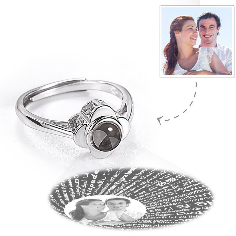Ich Liebe Dich Ring Projektion Mit Fotogravur Ring In 100 Sprachen, Einzigartiges Geschenk Silber