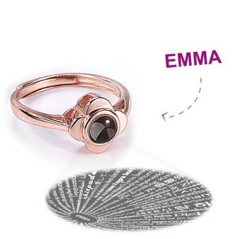 I Love You Ring Projektion Gravur Ring In 100 Sprachen, Einzigartiges Geschenk Rose Gold Plattiert - Silber