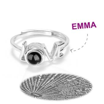 Ich Liebe Dich Ring Projektion Gravierter Ring In 100 Sprachen, "Love" Ring Silber