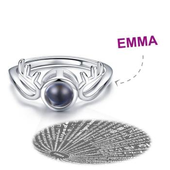 Ich Liebe Dich Ring Projektion Ring Mit Gravur In 100 Sprachen, Geweih Ring Silber