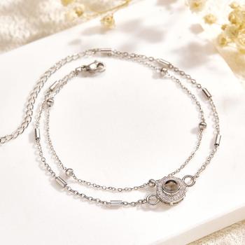 Benutzerdefiniertes Projektionsarmband Mit Zweilagigem Diamant-grace-geschenk - ihrenamenskettede