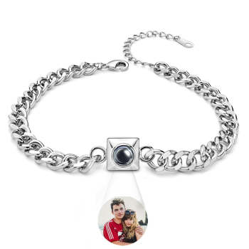 Individuelles Projektionsarmband Mit Quadratischer Kette, Einfaches Geschenk - ihrenamenskettede