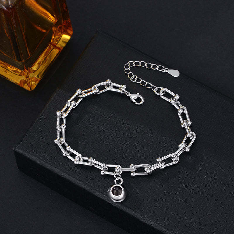 Personalisiertes Armband Mit Projiziertem Bild Und Rundem Anhänger. Hübsches Weihnachtsgeschenk Für Den Ehemann - ihrenamenskettede