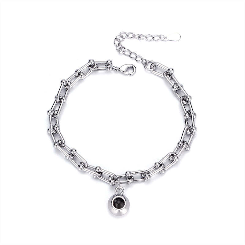 Personalisiertes Armband Mit Projiziertem Bild Und Rundem Anhänger. Hübsches Weihnachtsgeschenk Für Den Ehemann - ihrenamenskettede