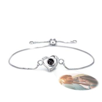 Individuelles Projektionsarmband Diamant Herz Romantisches Geschenk - ihrenamenskettede