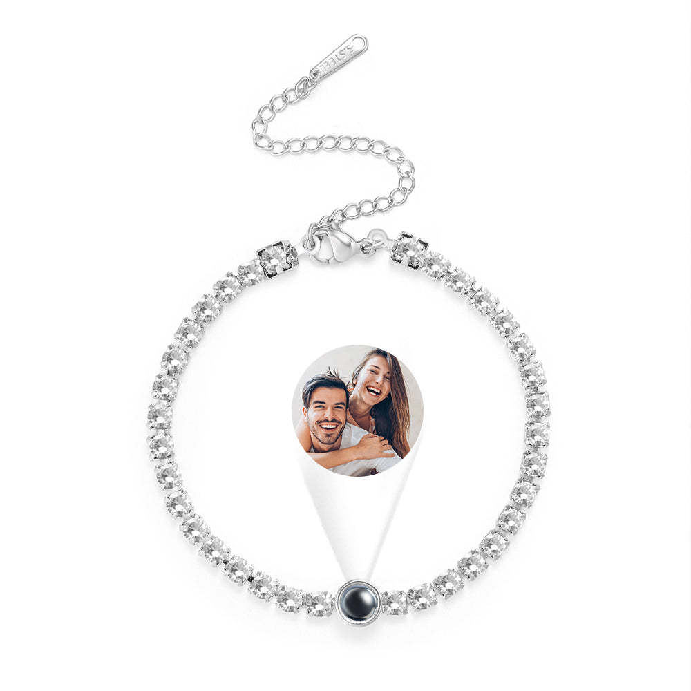 Personalisiertes Projektions-tennis-armband, Schlichtes Diamant-damen-geschenk - ihrenamenskettede