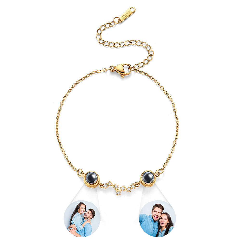 Personalisiertes Doppelprojektions-fotoarmband Mit Diamanten - ihrenamenskettede
