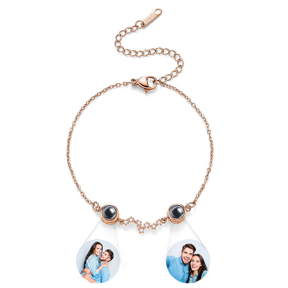 Personalisiertes Doppelprojektions-fotoarmband Mit Diamanten - ihrenamenskettede