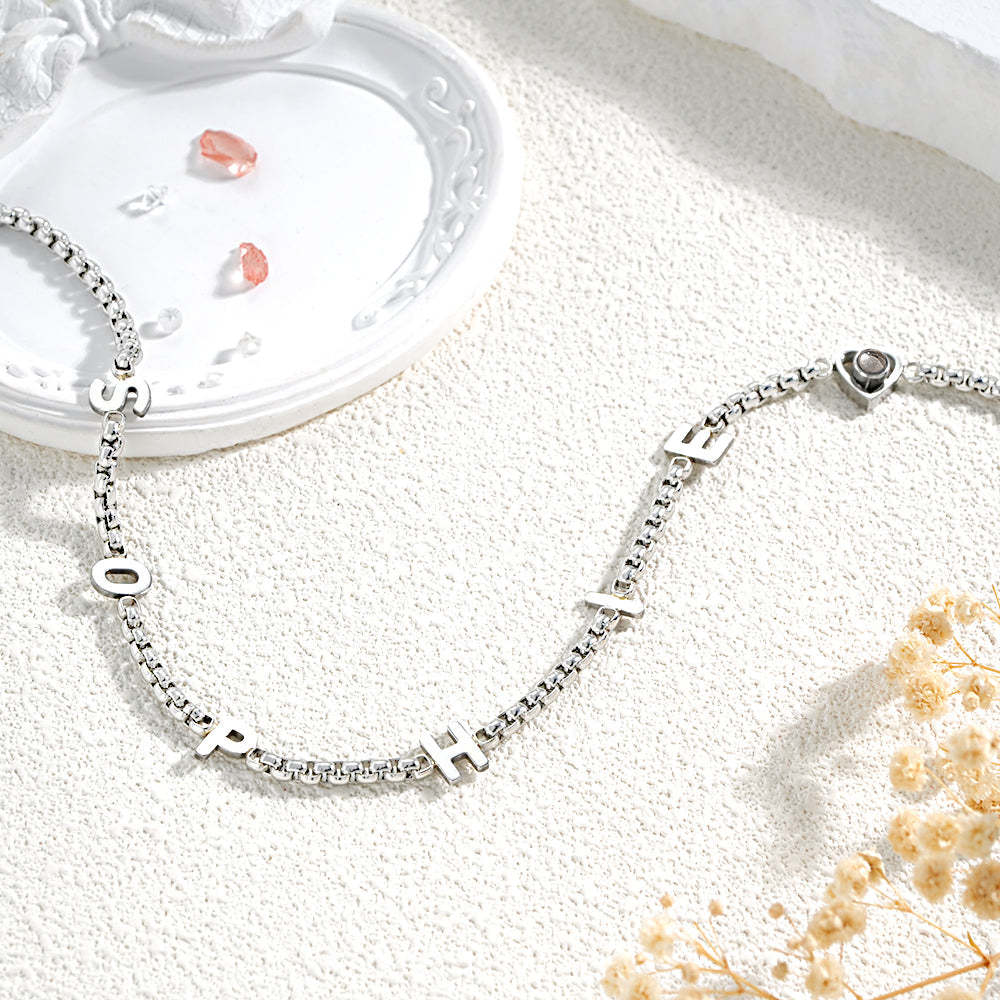 Personalisierte Namenskette Mit Projektionsfoto, Personalisierter Projektiver Anhänger, Geschenk Für Sie - ihrenamenskettede